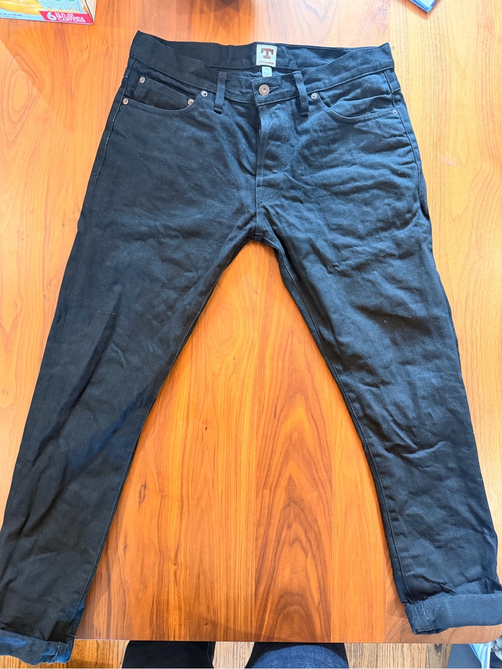 Tellason Men's Gustave slim tapered black Japanese denim